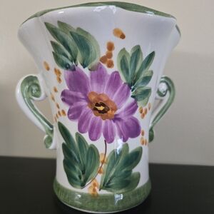 Hand-Painted Floral Ceramic Vase